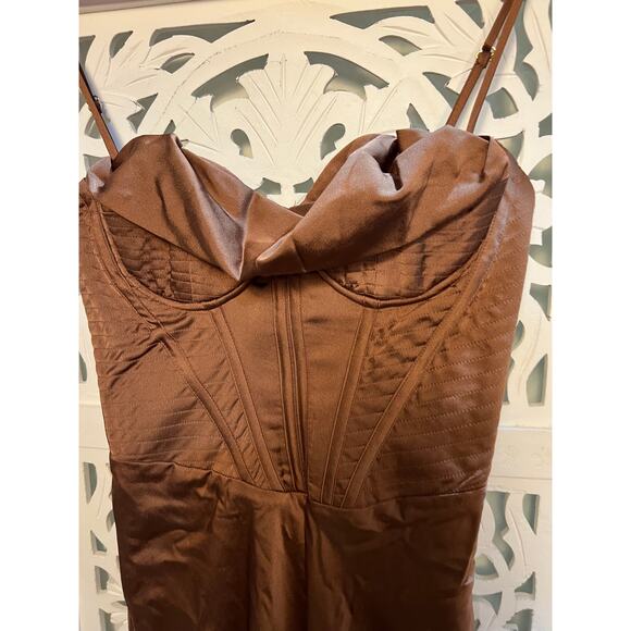House of CB Myrna Chocolate Satin Corset Dress Size XS Extra Small PLUS CUP - Picture 5 of 8